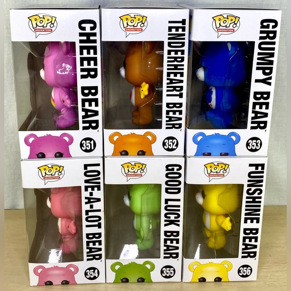 Funko Pop Care Bears Figure Lot Of 6 Vaulted Grumpy Flocked Love A Lot Glitter - Picture 3 of 6